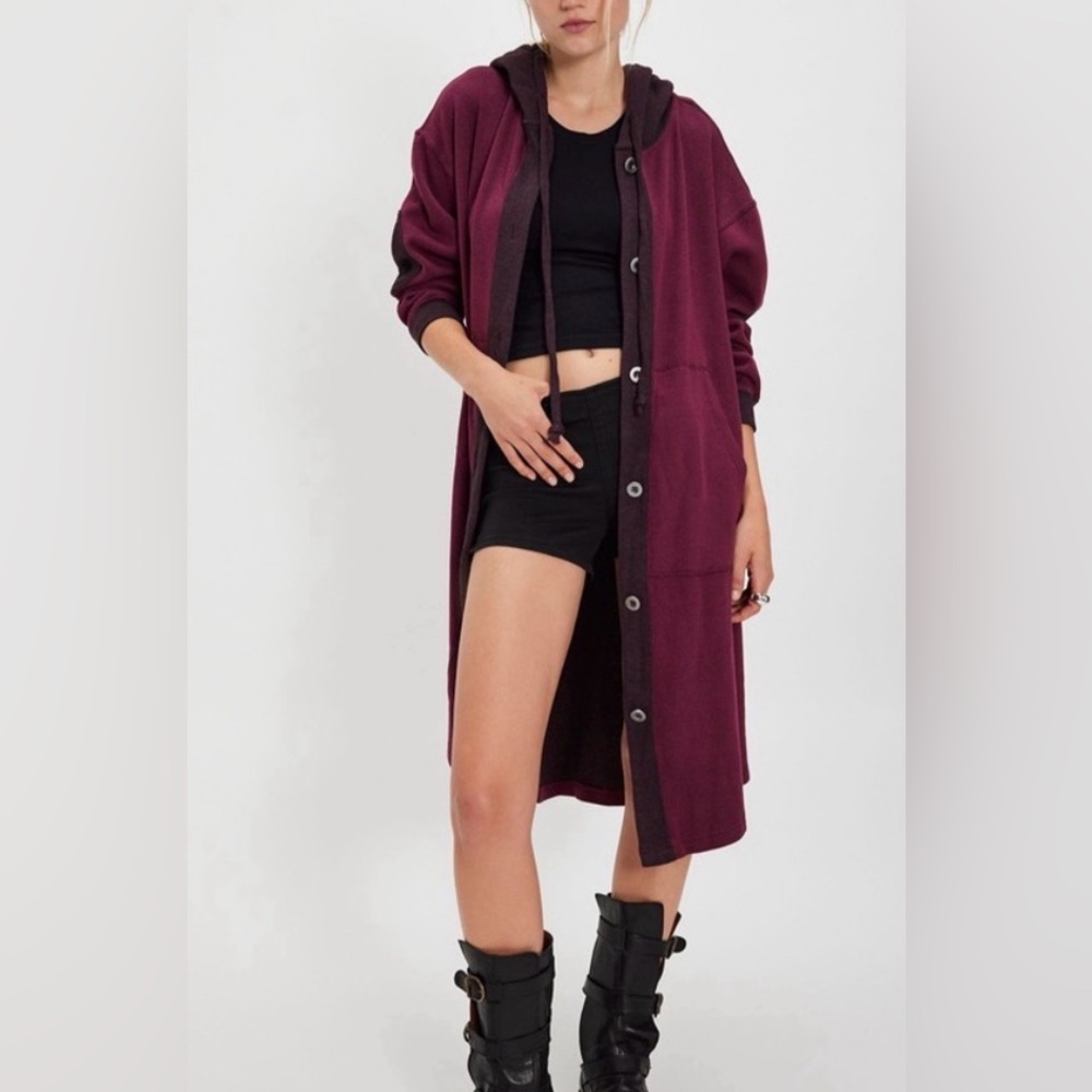 Free people tomorrows sweatshirt cardigan damson purple
